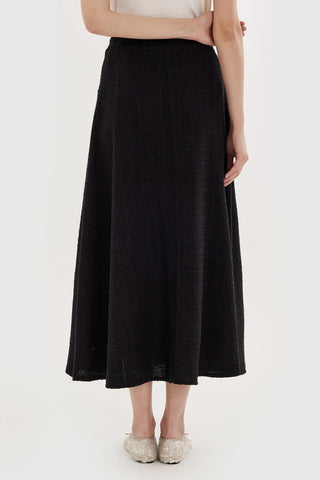 Tweed Flared Skirt Black