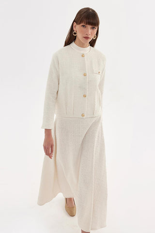 Tweed Jacket and Skirt Set Ecru