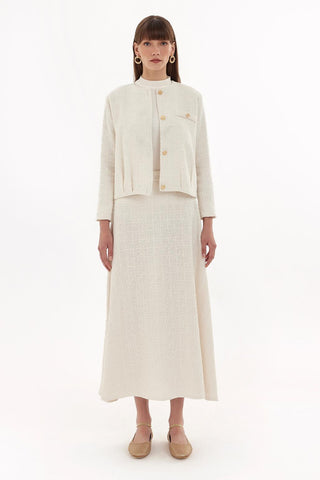 Tweed Jacket and Skirt Set Ecru