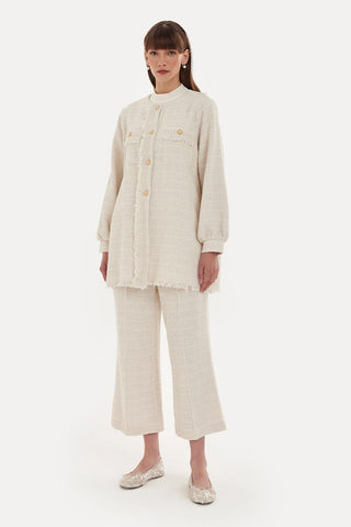 Tweed Jacket and Trousers Set Ecru
