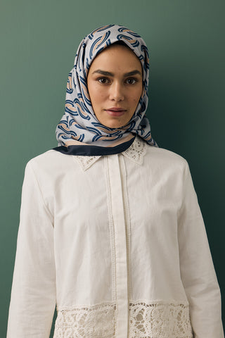 Twill Silk Square Scarf Aura Beige