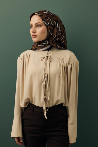 Twill Silk Square Scarf Aura Brown