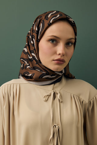 Twill Silk Square Scarf Aura Brown