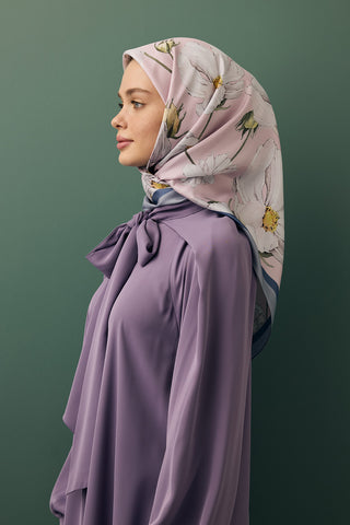 Twill Silk Square Scarf Daisy Lilac