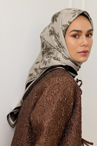 Twill Silk Square Scarf Black