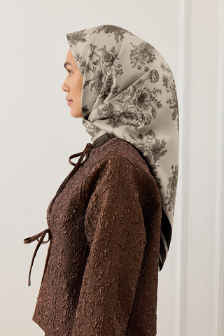 Twill Silk Square Scarf Black