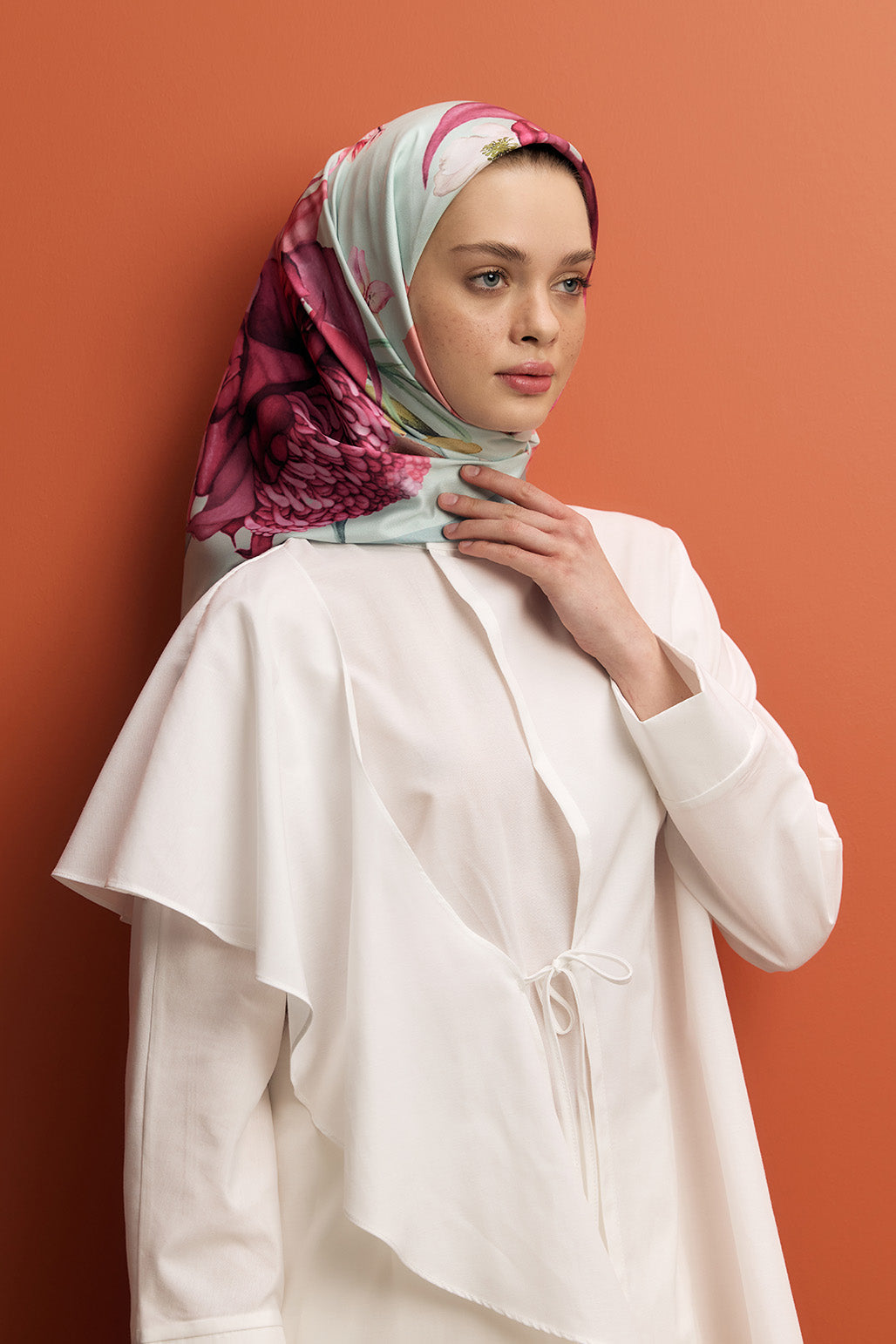 Square Scarf Hijab Floral Satin Scarf Twill Silk Square Scarf