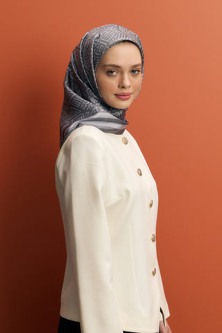 Twill Silk Square Scarf Tina Grey