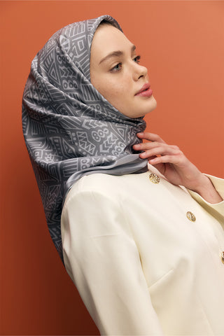 Twill Silk Square Scarf Tina Grey