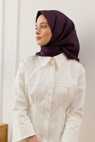 Twill Silk Square Scarf Tina Plum