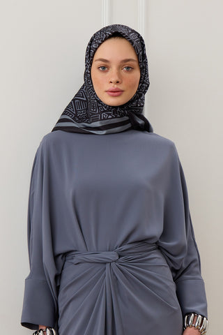 Twill Silk Square Scarf Tina Black