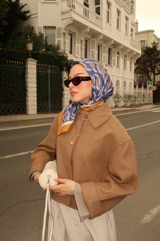 Twill Silk Square Scarf Aura Cinnamon