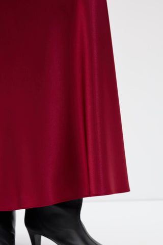 Satin Long Pencil Skirt Burgundy