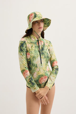 Long Sleeve Printed Swim Tunic Light Green