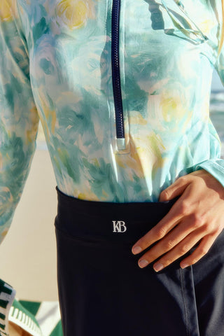 Long Sleeve Printed Swim Tunic Ice Blue