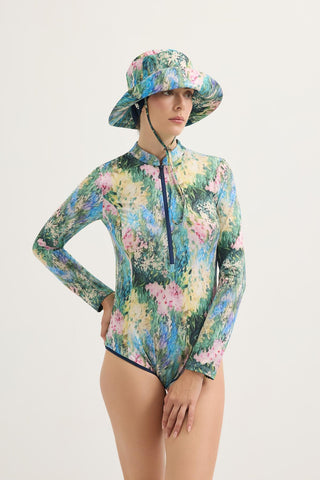 Long Sleeve Printed Swim Tunic Lavender