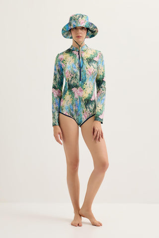 Long Sleeve Printed Swim Tunic Lavender