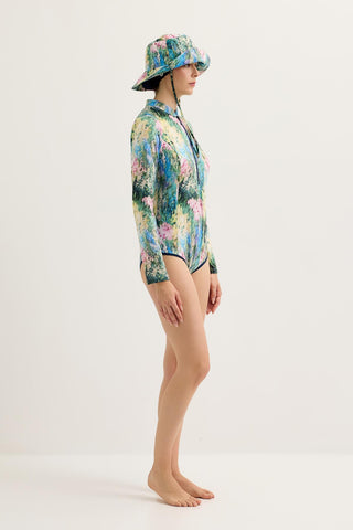 Long Sleeve Printed Swim Tunic Lavender