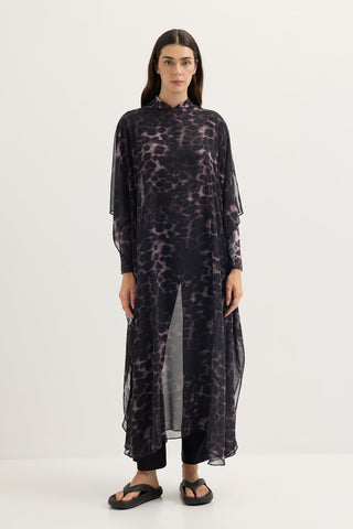 Long Sleeve Printed Swim Tunic Leopard