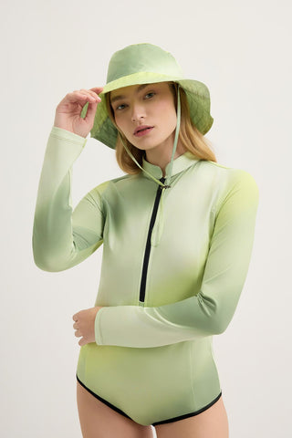 Long Sleeve Printed Swim Tunic Lime