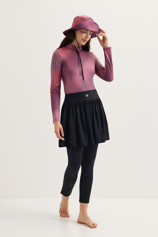 Long Sleeve Printed Swim Tunic Plum