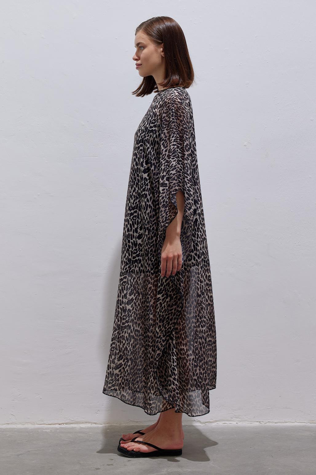 Long Modest Pareo Dress Leopard