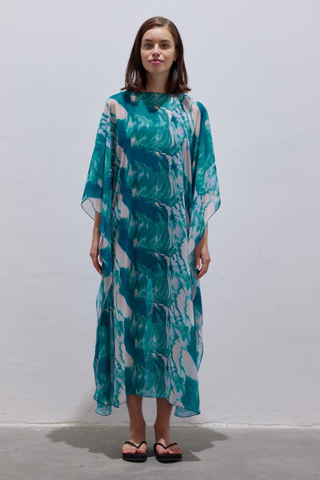 Long Modest Pareo Dress Blue