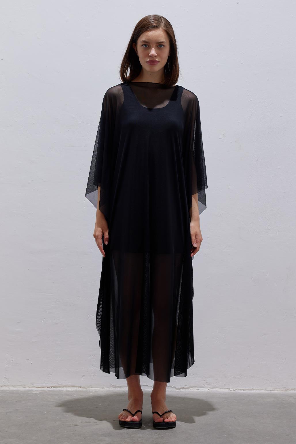 Long Modest Pareo Dress Black