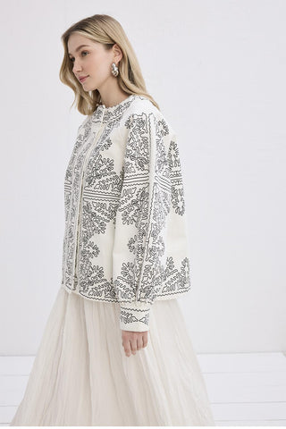 Valdi Ethnic Embroidered Jacket Black