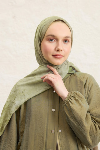 Vela Patterned Cotton Scarf Sage