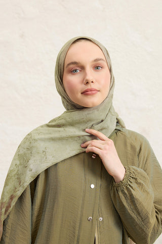 Vela Patterned Cotton Scarf Sage