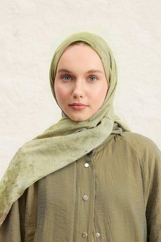 Vela Patterned Cotton Scarf Sage