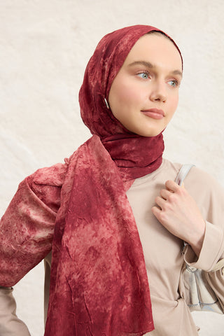 Vela Patterned Cotton Scarf Burgundy