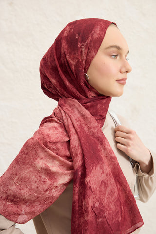 Vela Patterned Cotton Scarf Burgundy