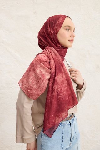Vela Patterned Cotton Scarf Burgundy
