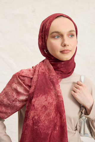 Vela Patterned Cotton Scarf Burgundy