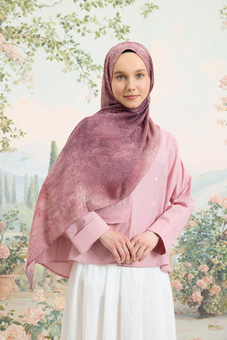 Vela Patterned Cotton Scarf Mulberry