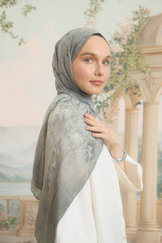 Vela Patterned Cotton Scarf Soft Green