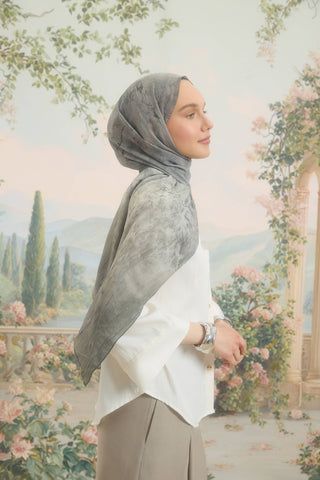 Vela Patterned Cotton Scarf Soft Green