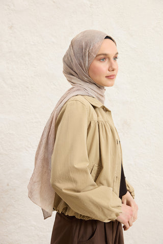 Vela Patterned Cotton Scarf Stone