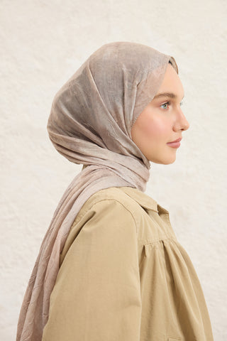 Vela Patterned Cotton Scarf Stone