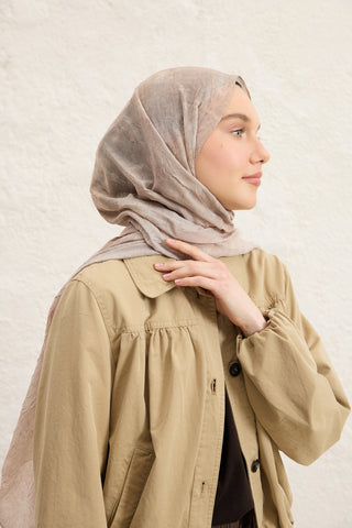 Vela Patterned Cotton Scarf Stone