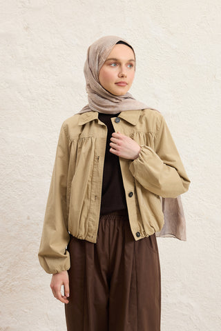 Vela Patterned Cotton Scarf Stone
