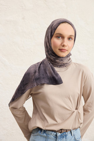 Vela Patterned Cotton Scarf Taupe