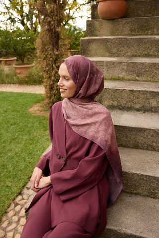 Vela Patterned Cotton Scarf Mulberry