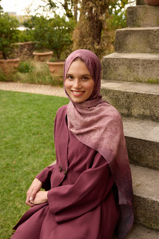 Vela Patterned Cotton Scarf Mulberry