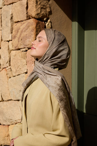 Vela Patterned Cotton Scarf Soft Green