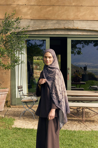 Vela Patterned Cotton Scarf Taupe