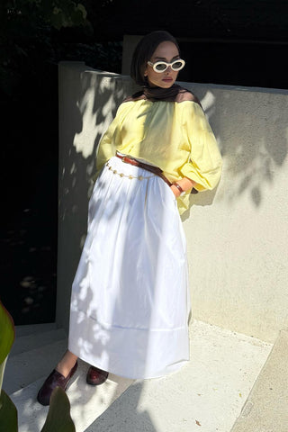 Vera Gathered Skirt Ekru