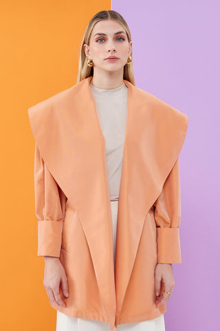Vera Taffeta Shawl Collar Kimono Apricot